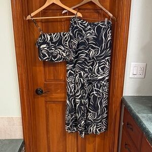 Black and Cream Two-Piece Skirt Set